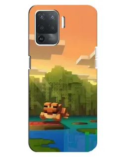 Чехол для OPPO Reno 5 Lite с картинкой «Майнкрафт закат солнца»