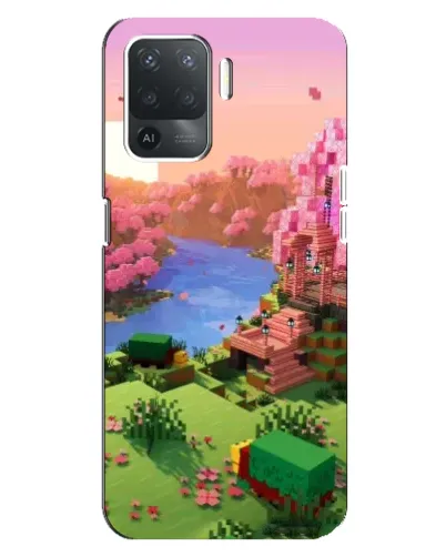 Чехол для OPPO Reno 5 Lite с картинкой «Розовое дерево Minecraft»