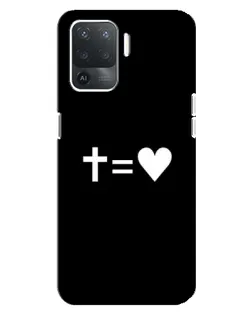 Чехол для OPPO Reno 5 Lite с картинкой «Крест и Сердце»
