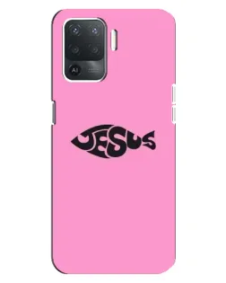 Чехол для OPPO Reno 5 Lite с картинкой «Розовый символ  Jesus»