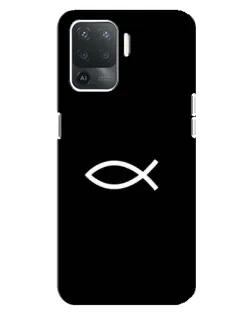 Чехол для OPPO Reno 5 Lite с картинкой «Символ рыбы Jesus» Чехол для OPPO Reno 5 Lite с картинкой «Символ рыбы Jesus»