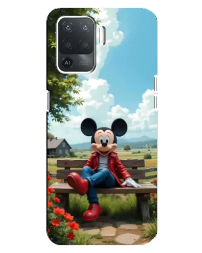 Чехол для OPPO Reno 5 Lite с картинкой «Микки на скамейке»