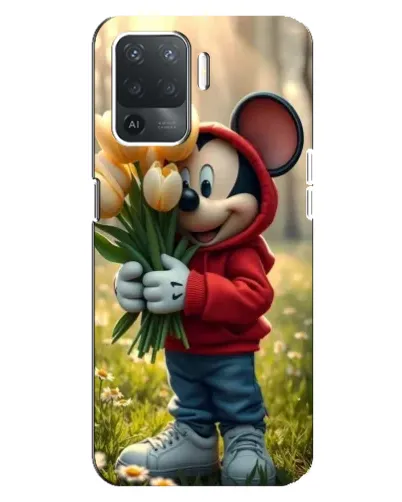 Чехол для OPPO Reno 5 Lite с картинкой «Микки с тюльпанами»