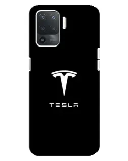 Чехол для OPPO Reno 5 Lite с картинкой «Tesla White Logo»