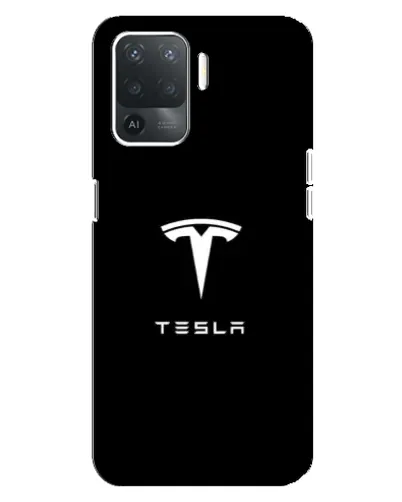 Чехол для OPPO Reno 5 Lite с картинкой «Tesla White Logo»