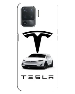 Чехол для OPPO Reno 5 Lite с картинкой «Tesla White Style»