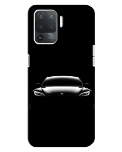 Чехол для OPPO Reno 5 Lite с картинкой «Фары Tesla Night»