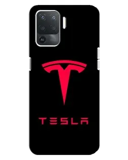 Чехол для OPPO Reno 5 Lite с картинкой «Tesla Red Logo»