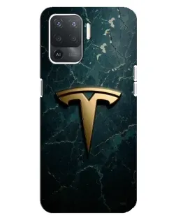 Чехол для OPPO Reno 5 Lite с картинкой «Мраморная Tesla Gold»