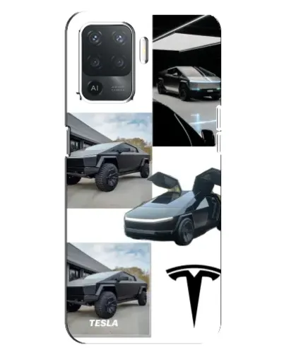 Чехол для OPPO Reno 5 Lite с картинкой «Коллаж Cybertruck Tesla»