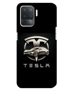 Чехол для OPPO Reno 5 Lite с картинкой «Tesla — серебристое авто»