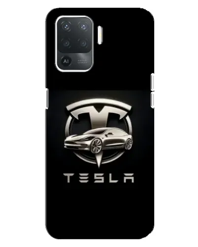 Чехол для OPPO Reno 5 Lite с картинкой «Tesla — серебристое авто»