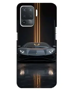 Чехол для OPPO Reno 5 Lite с картинкой «Lamborghini золотые линии»