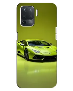Чехол для OPPO Reno 5 Lite с картинкой «Салатовый Lamborghini Huracan»