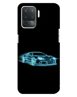 Чехол для OPPO Reno 5 Lite с картинкой «Неоновый контур Lamborghini»