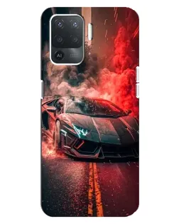 Чехол для OPPO Reno 5 Lite с картинкой «Lamborghini красный дым»