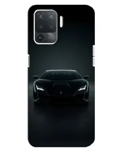 Чехол для OPPO Reno 5 Lite с картинкой «Черный Lamborghini Aventador»