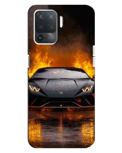 Чехол для OPPO Reno 5 Lite с картинкой «Lamborghini в огне»