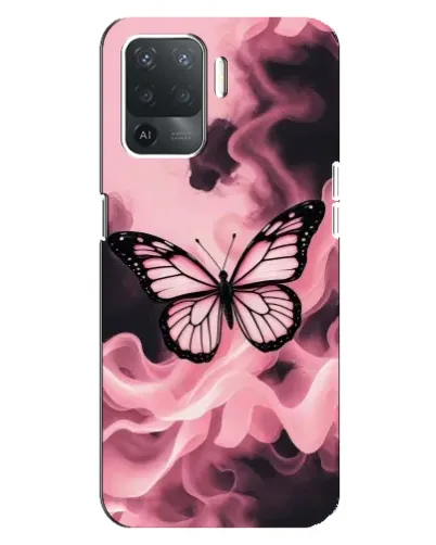 Чохол для OPPO Reno 5 Lite з картинкою «Метелик у диму»