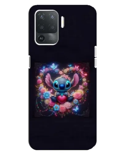 Чехол для OPPO Reno 5 Lite с картинкой «Stitch в цветах»