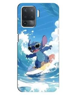 Чехол для OPPO Reno 5 Lite с картинкой «Стич на волне»