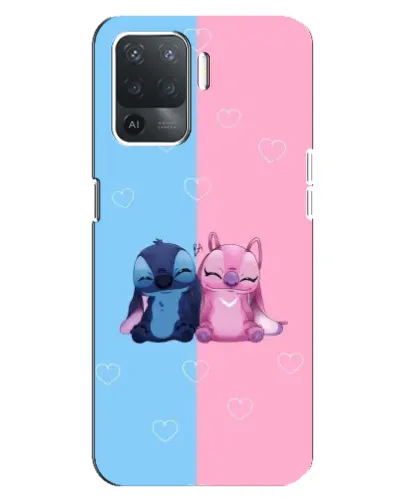 Чехол для OPPO Reno 5 Lite с картинкой «Stitch и Angel Love»