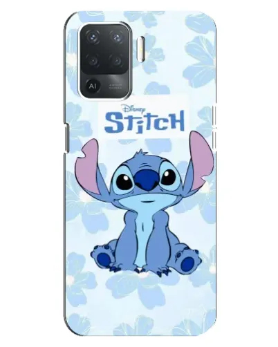 Чехол для OPPO Reno 5 Lite с картинкой «Stitch среди цветов»