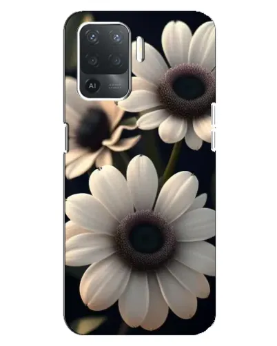 Чохол для OPPO Reno 5 Lite з картинкою «Білі маргаритки макро»