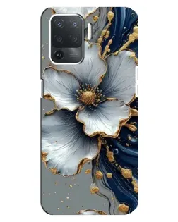 Чехол для OPPO Reno 5 Lite с картинкой «Белый цветок и золотой флюид»