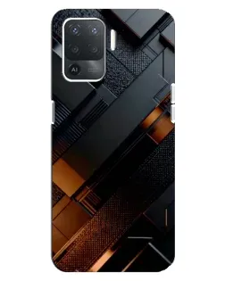 Чехол для OPPO Reno 5 Lite с картинкой «Черные геометрические блоки»