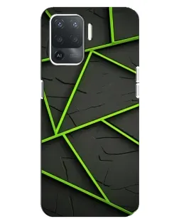 Чехол для OPPO Reno 5 Lite с картинкой «Зеленые геометрические линии»