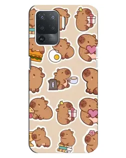 Чехол для OPPO Reno 5 Lite с картинкой «Капибары паттерн»