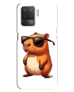 Чехол для OPPO Reno 5 Lite с картинкой «Капибара в очках»
