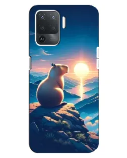 Чехол для OPPO Reno 5 Lite с картинкой «Закат солнца с капибарой»