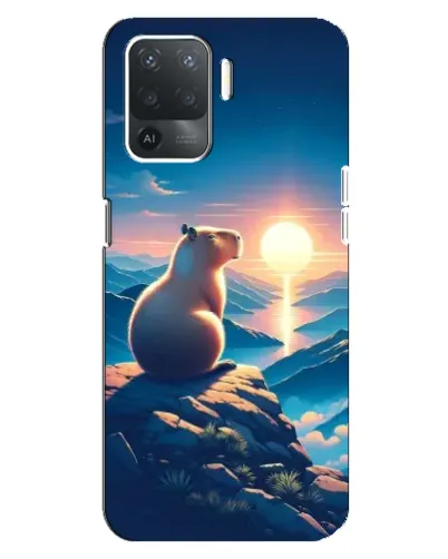 Чехол для OPPO Reno 5 Lite с картинкой «Закат солнца с капибарой»