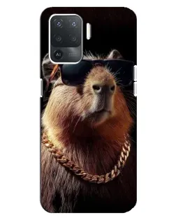 Чехол для OPPO Reno 5 Lite с картинкой «Капибара золотая цепь»