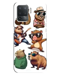 Чехол для OPPO Reno 5 Lite с картинкой «Крутые капибары музыканты»