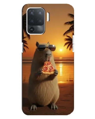 Чехол для OPPO Reno 5 Lite с картинкой «Капибара с пиццей»