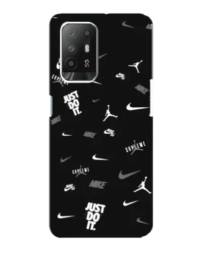 Чехол для OPPO Reno 5z с картинкой «Nike Black Pattern»