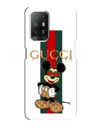 Чехол для OPPO Reno 5z с картинкой «Микки Маус Gucci — полосы»