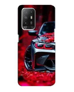 Чехол для OPPO Reno 5z с картинкой «Спортивная BMW и цветы»