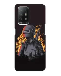 Чехол для OPPO Reno 5z с картинкой «PUBG — огненный силуэт»