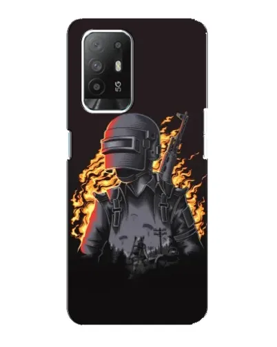 Чехол для OPPO Reno 5z с картинкой «PUBG — огненный силуэт»