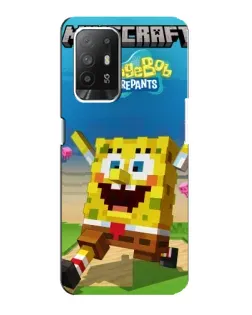 Чохол для OPPO Reno 5z з картинкою «Губка Боб Minecraft»
