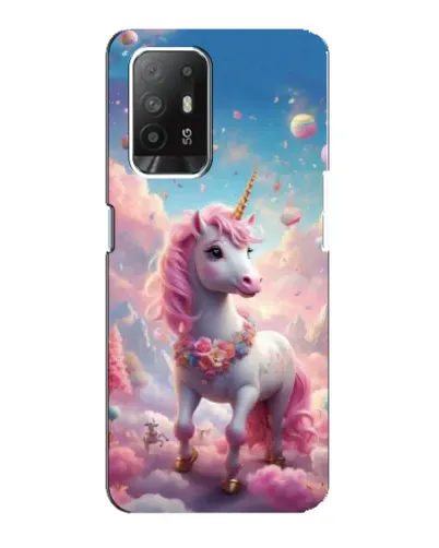Чехол для OPPO Reno 5z с картинкой «Единорог среди облаков»