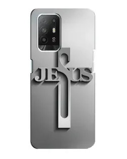 Чехол для OPPO Reno 5z с картинкой «Металлический крест Jesus»