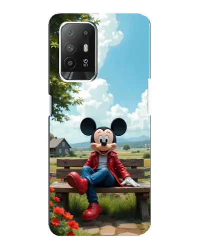 Чехол для OPPO Reno 5z с картинкой «Микки на скамейке»