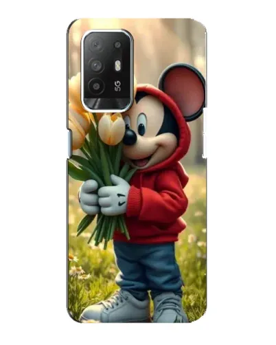 Чехол для OPPO Reno 5z с картинкой «Микки с тюльпанами»