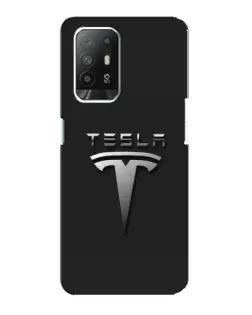 Чехол для OPPO Reno 5z с картинкой «Стальной логотип Tesla»
