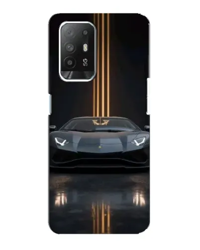 Чехол для OPPO Reno 5z с картинкой «Lamborghini золотые линии»